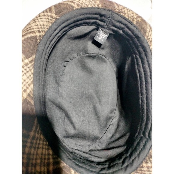Brown plaid wool blend fedora hat - Picture 6 of 7